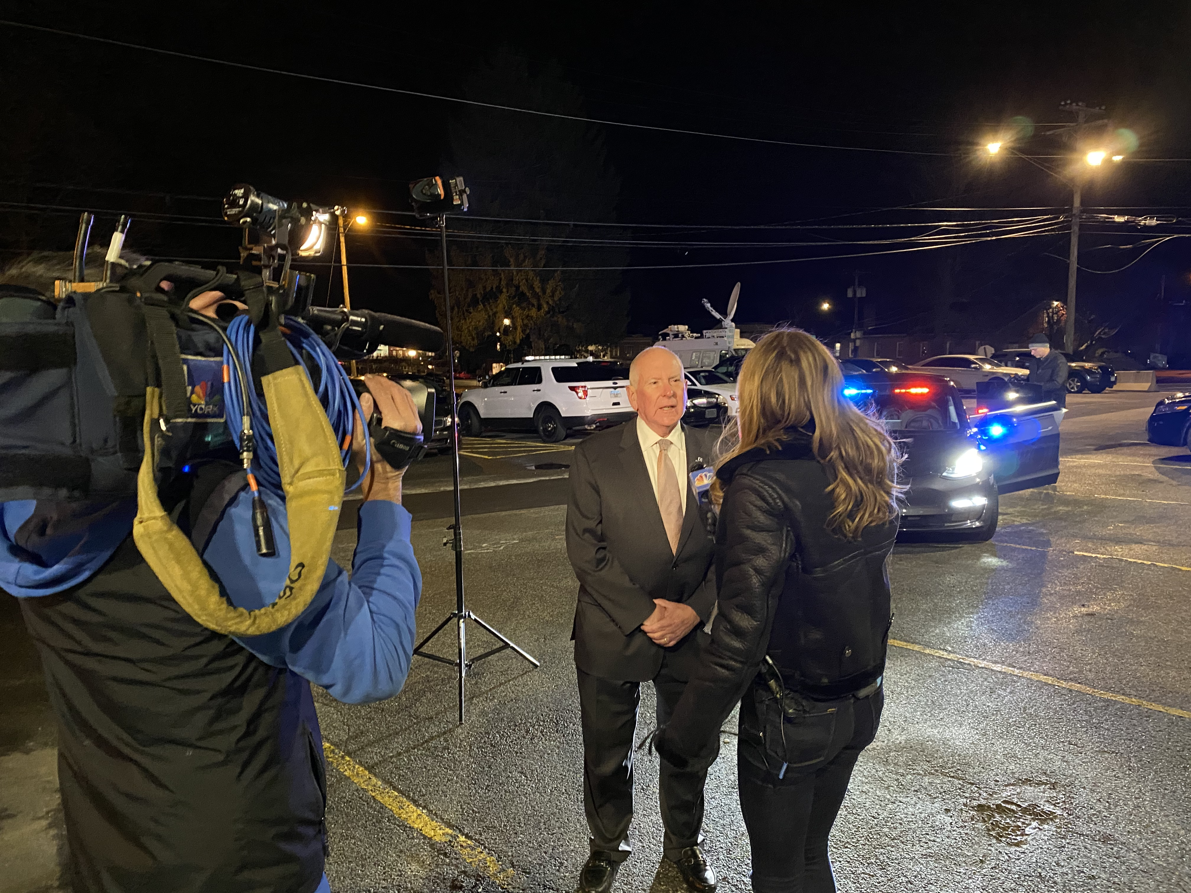 Westport First Selectman Jim Marpe being interviewed by WNBC