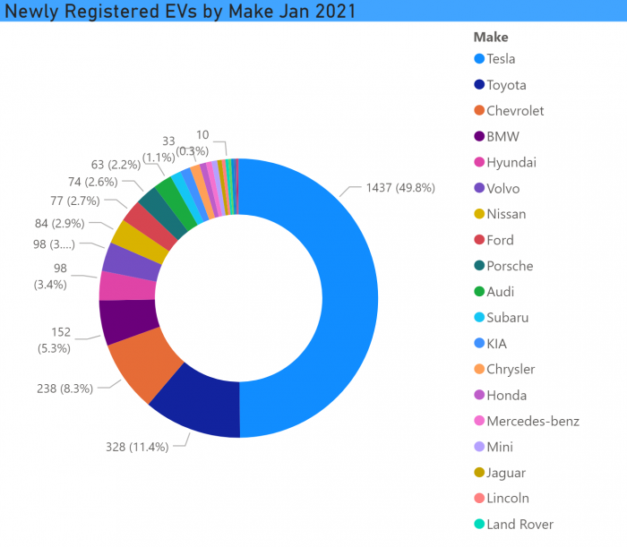 Newly Registered EVs by Make Jan 2021