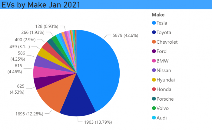 Registered EVs by Make Jan 2021