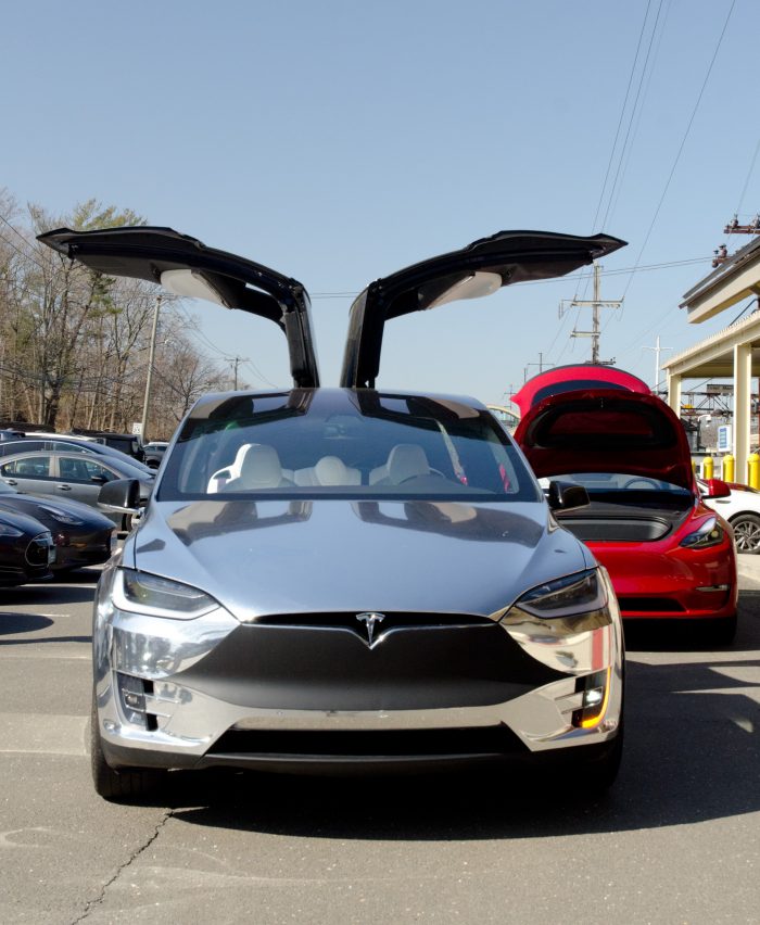 Model X in Chrome Wrap