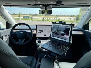 Boulder, CO Model Y Interior with computer