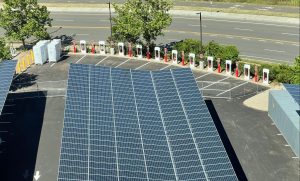 Solar Canopy and Tesla Superchargers at Hotel Marcel