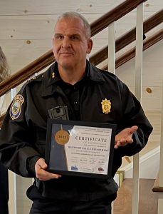 Westport Police Chief Foti Koskinas accepting award from CT Clean Cities Coalition