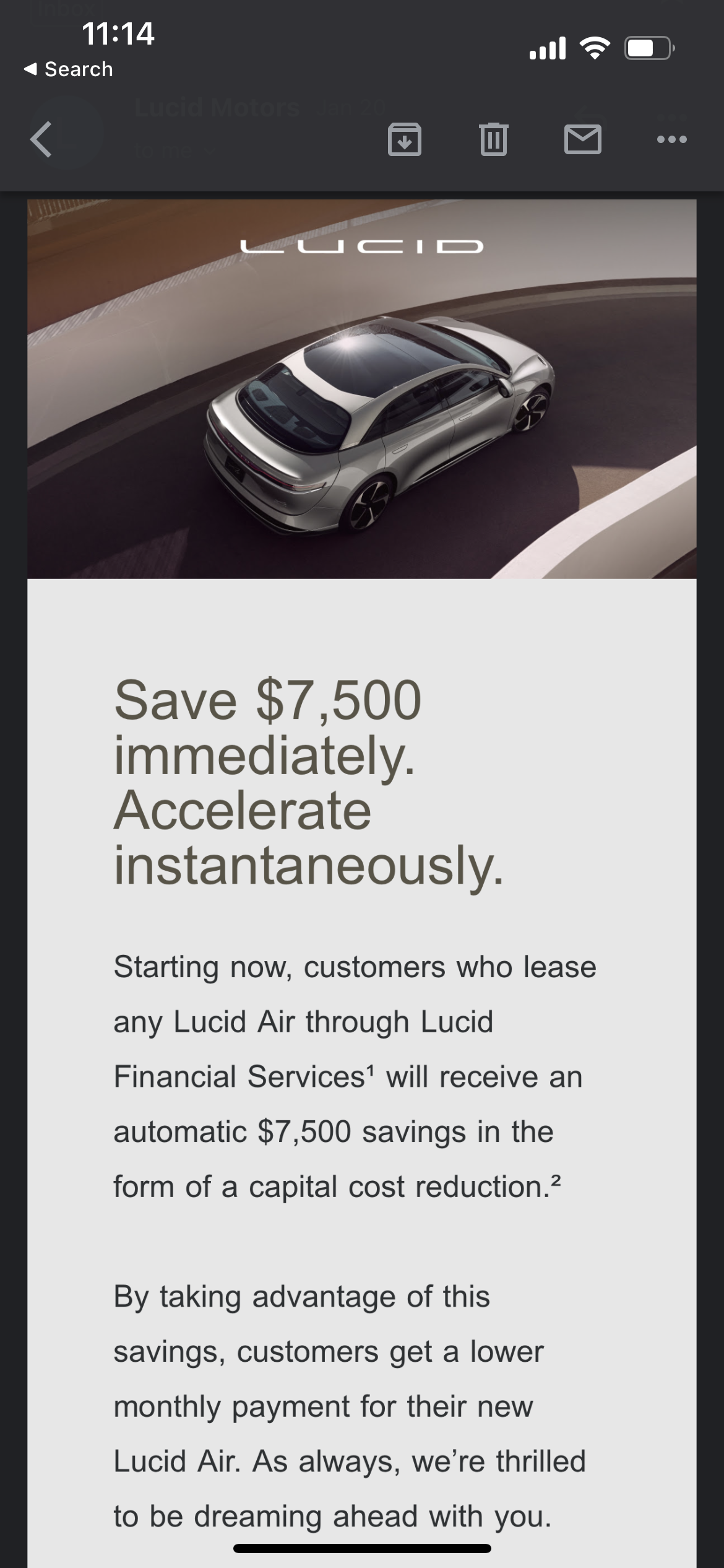 Lucid Lease FB Ad including full IRA incentive