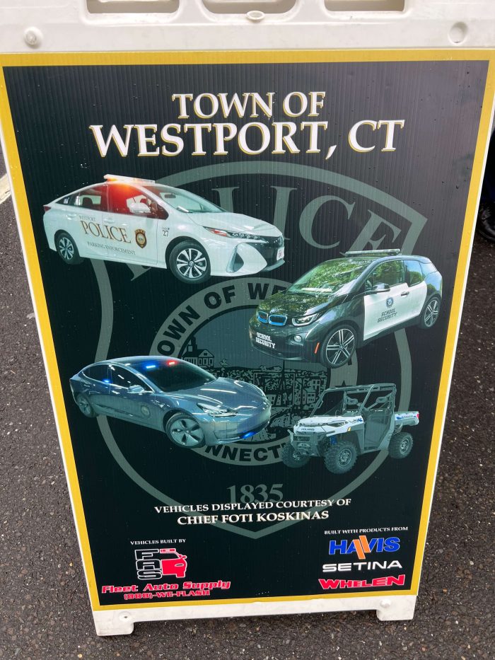 Westport Police Sign Displaying Their EVs