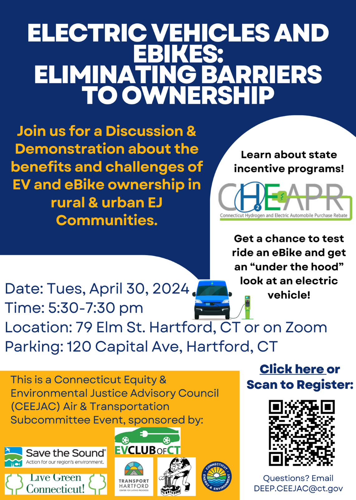 Community EV Event - Panel and e-bike Ride and drive in Hartford