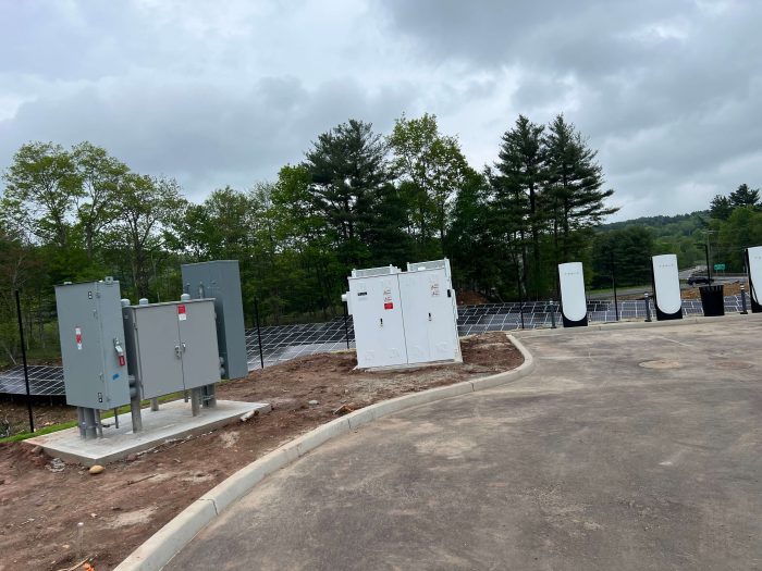 Willington Tesla Supercharger and cabinets