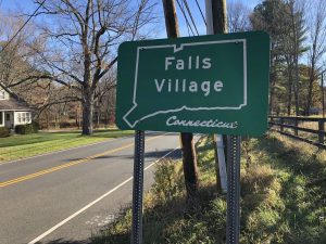 Falls Village charger with sign